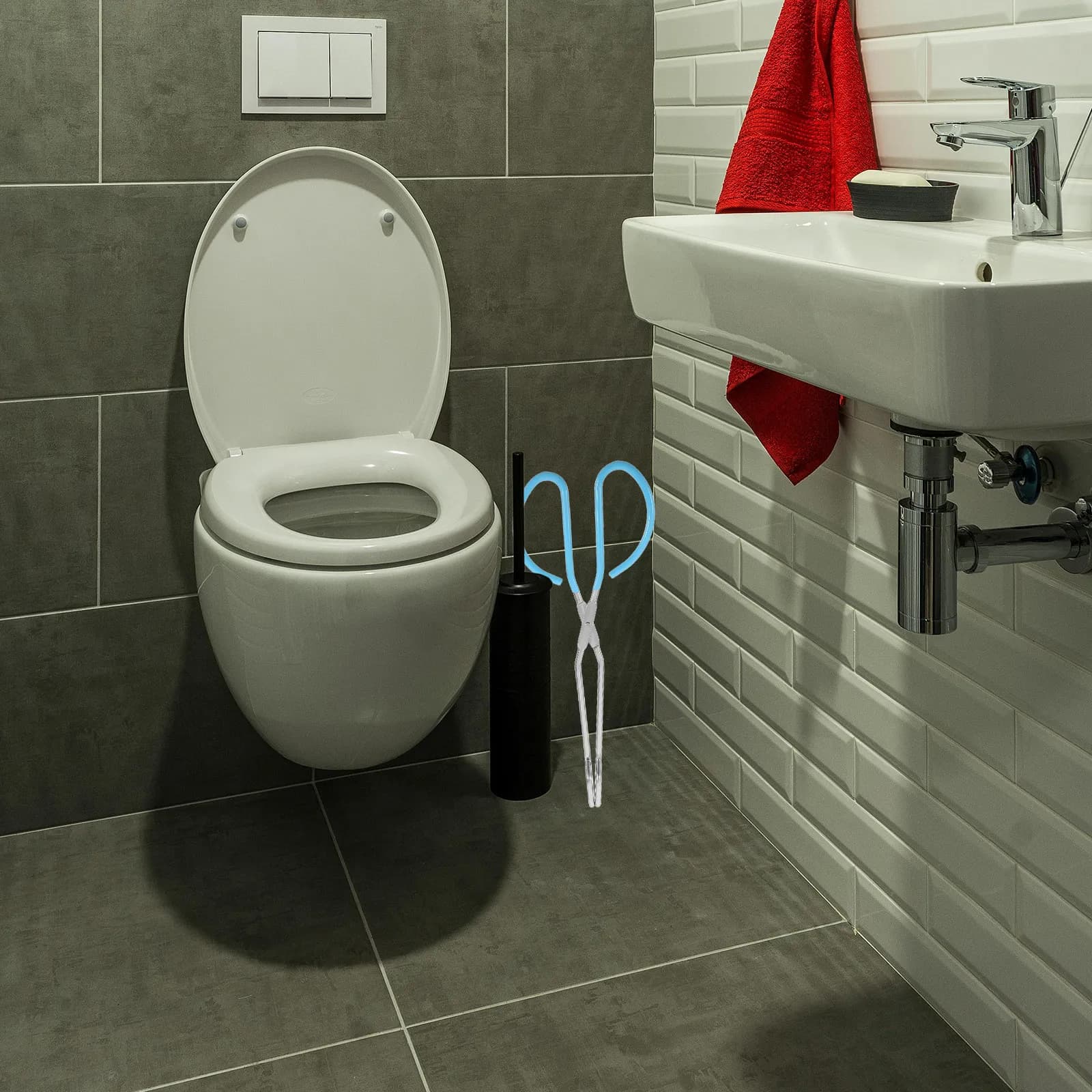 Bathroom Tongs for Wiping Stainless Steel Toilet Paper Tongs Long Reach Non Slip Handle Self Assist Wipe Aid for Elderly