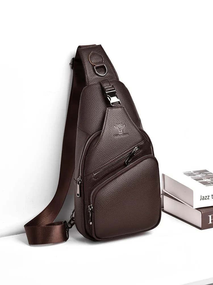 Borsa a tracolla da uomo in vera pelle 2026, in pelle bovina primo strato, stile coreano casual