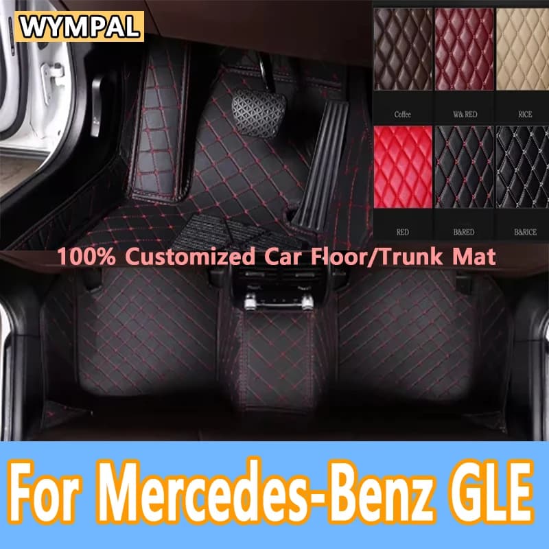 Tappetini per auto in pelle di lusso per Mercedes-Benz GLE W167 2020 2021 2022 2023 2024 7 posti Tappeti per auto resistenti allo sporco Tappetini per auto