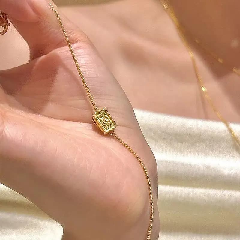 Braccialetti quadrati in oro shatterizzato scintillante per donna, semplici e con fascino di ghiaccio tritato Braccialetti femminili adatti ai gioielli quotidiani