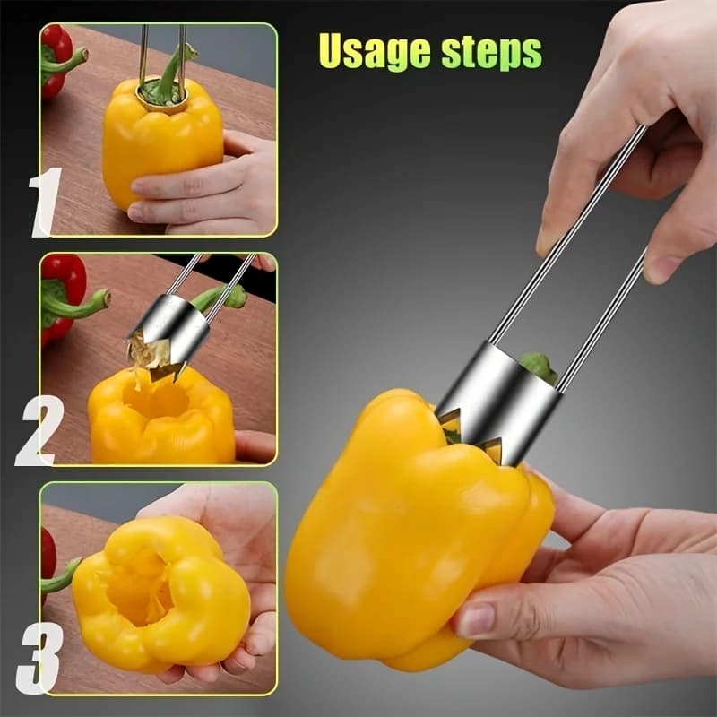 1/2pc Stainless Steel Corer Portable Core Remover Vegetable Fruit Nucleus Extractor Multi-Use Kitchen Corer Removal Tool for Pepper