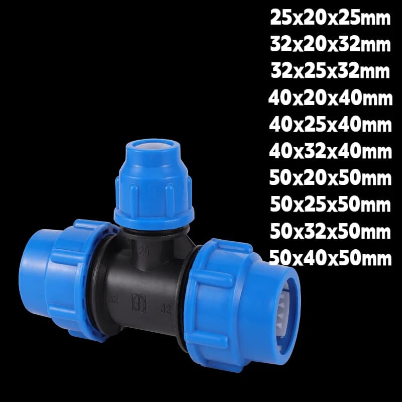 Giunto rapido del connettore a T riduttore PE da 20/25/32/40mm, sistema di irrigazione per irrigazione da giardino Raccordi per giunti per tubi dell'acqua Splitter per acqua