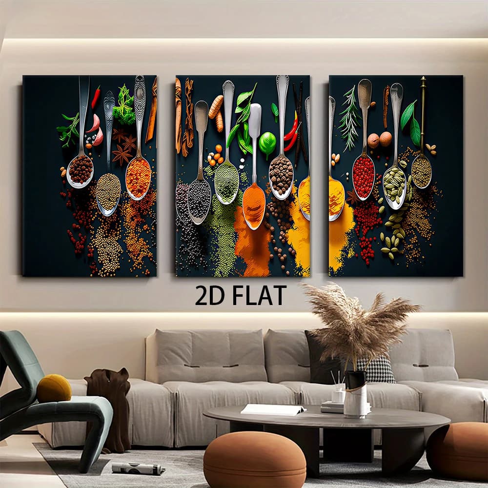 1 set di dipinti decorativi moderni senza cornice per cucina, dipinti trittici da parete per ristorante, decorazioni per la casa, cucina e ristorante