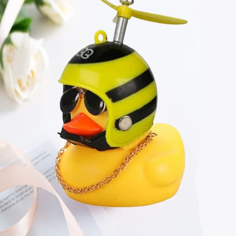 Broken Duck Car Decoration Electric Battery Car Decoration Bicycle Car Little Yellow Duck Decoration Car Ornament with Helmet