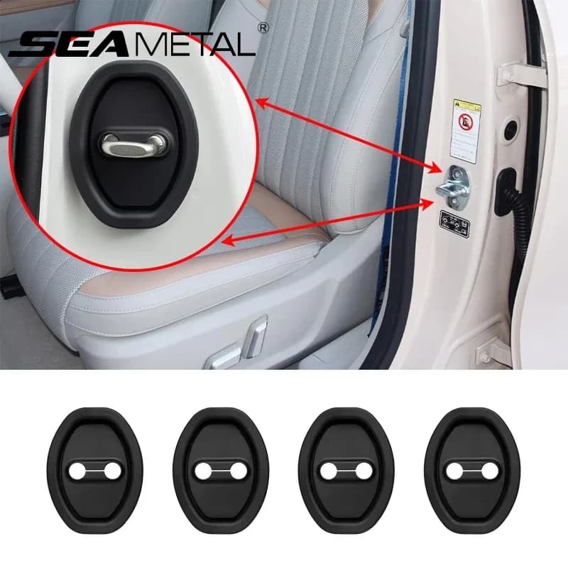 SEAMETAL 4 pz Silicone Serratura Della Porta Dell'auto Fibbia di Protezione Della Copertura Elastico Anti-Collisione Ammortizzante Pad Muto Buffer Cuscino