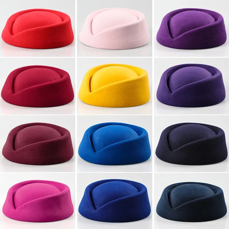Cappello da hostess fai da te, cappello da assistente di volo da donna, berretto da aviatrice, costume da hostess per cosplay, cappello Pillbox da donna per performance sul palco