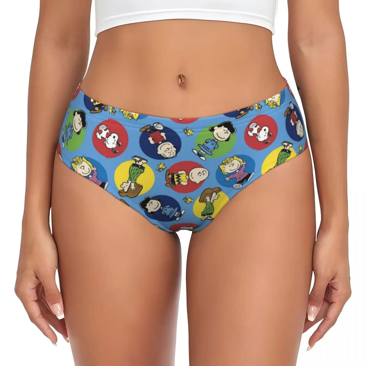 Women's Custom Mutandines with Manga Snoopy and Woodstock Printing, Women's Soft Slips with Dogs Soul Cards