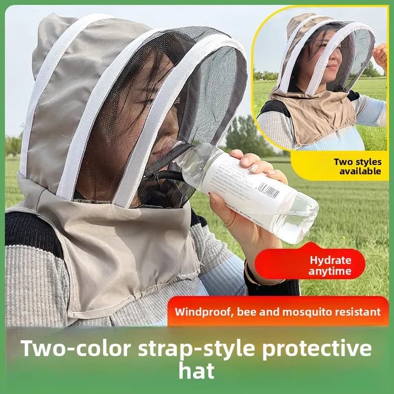 Nuovo Modello Cappello Anti-Mosche per Apicoltura Traspirante con Cinturino 3D, Strumento Anti-Ape per la Produzione di Miele, Maschera Viso per Pesca e Acqua all'Aperto
