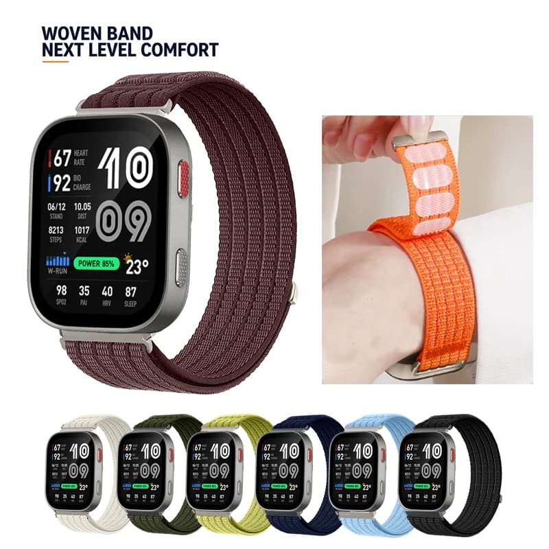 22mm Breathable Nylon Sport Loop Velcro Strap For Huami Amazfit Bip Max / Bip 6 / Bip 5