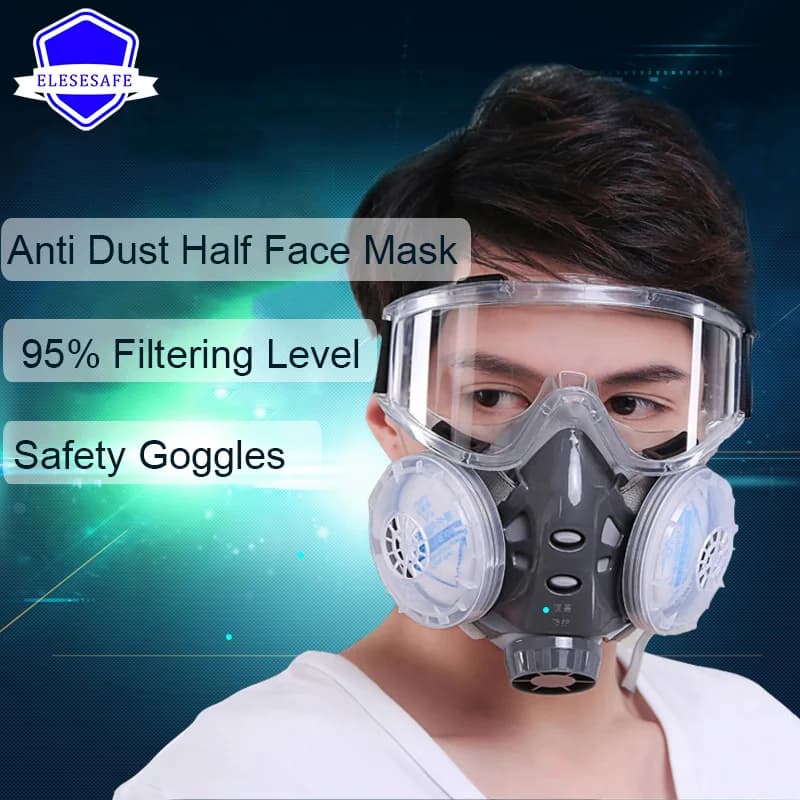 New Dust Mask Full Breather Double 4 Layer Filters Safety Glasses for Carpenter polishing Daily Safety Protection