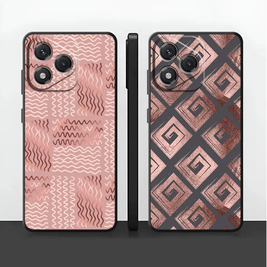 Funda Cover per telefono per Huawei P30 P20 Pro P20 Lite 2018 P Smart 2019 P20 P40 Lite Fiori metallici rosa