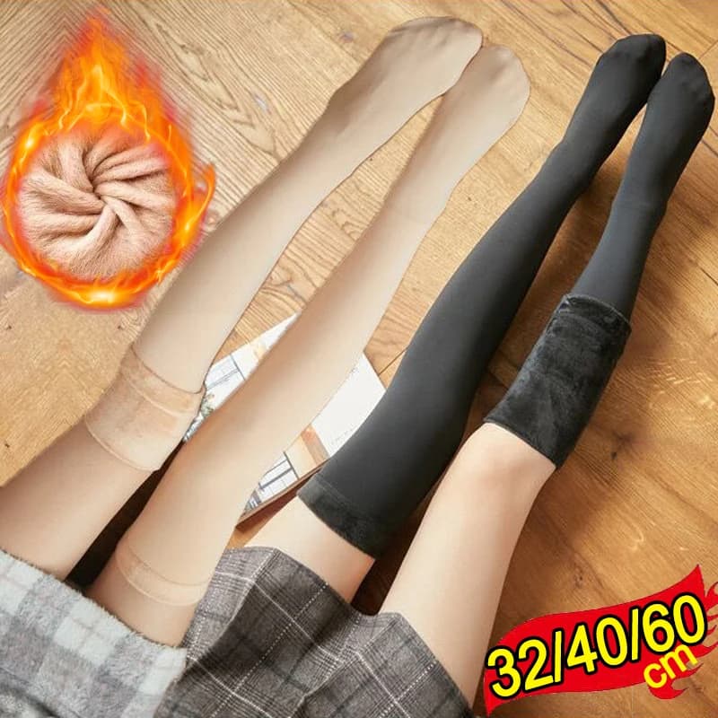 Calzini lunghi da neve invernali da donna Caldi sopra il ginocchio Collant morbido velluto addensato Peluche Calze alte Stivali da notte femminili Leggings