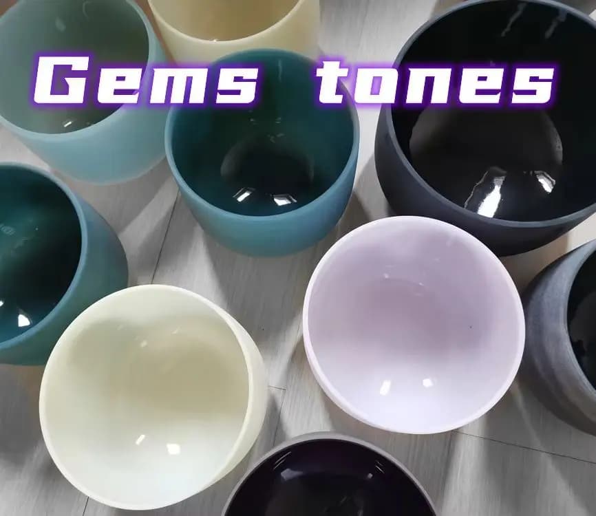 Hye-eun 9/10inch Sound Bath Singing Bowls Gemstone Fusion Crystal Singing Bowl with for Meditation Sound Healing