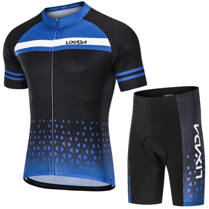 Quick Drying Breathable Men's Cycling Knit Set with Short Sleeves and Padded Shorts, MTB Cycling Full Set