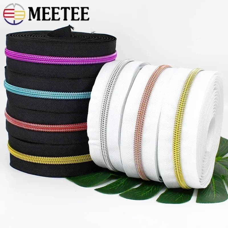 Meetee 3 # 5 # Cerniere in nylon per borsa, borsa, nastro con cerniera in plastica, kit di riparazione cerniera universale, vestiti fai da te, accessori per cucire
