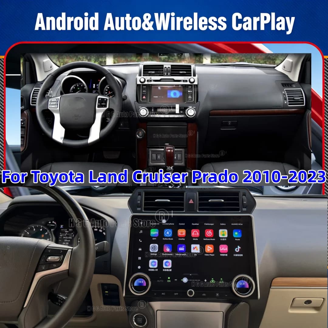 Lettore multimediale video Android 13 per Toyota Land Cruiser Prado 2010-2023 CarPlay GPS Navi Radio Stereo Schermo gadget per auto