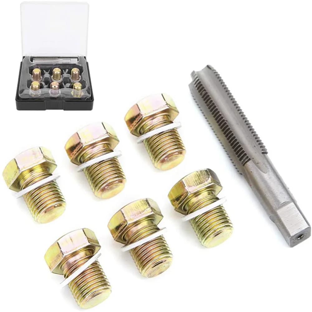 Kit di strumenti di riparazione filettatura coppa olio M13x1.25 Kit di riparazione tappo di scarico coppa in ferro Viti tappo di scarico olio Set di bulloni di riparazione