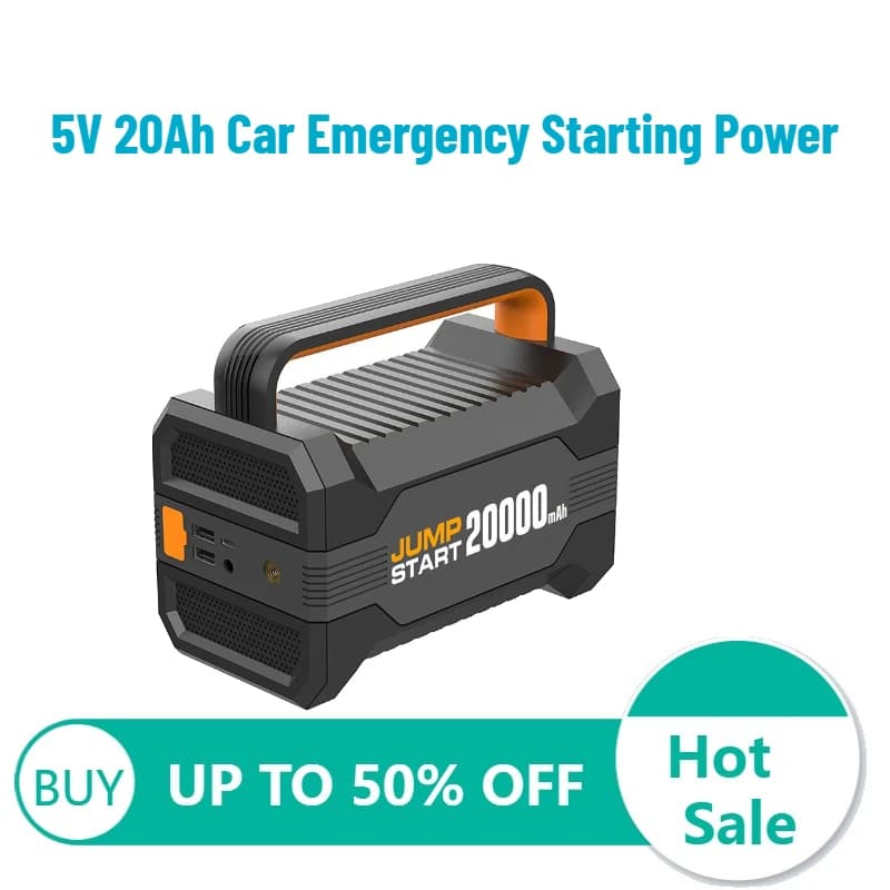 Alimentatore di Emergenza per Auto 5V 20Ah, Gonfiatore Pneumatici e Avviatore Tutto-in-Uno, Power Bank con Illuminazione CNC