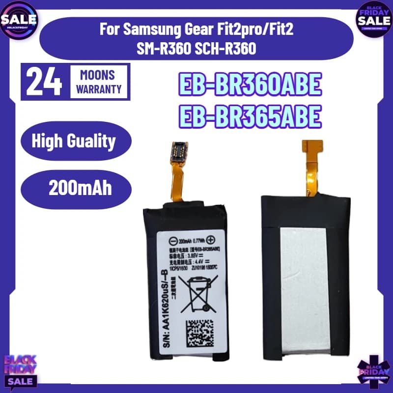 New 200mAh EB-BR360ABE EB-BR365ABE Battery for Samsung Gear Fit2pro/Fit2 SM-R360 SCH-R360 Smart Watch Replacement Batteria