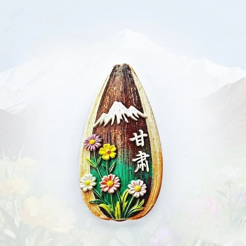 Magnete da Frigorifero con Semi di Fiori del Gansu - Souvenir Naturale 3D del Nord-Ovest, Regalo Cinese Unico per Viaggi e Arredamento Rustico