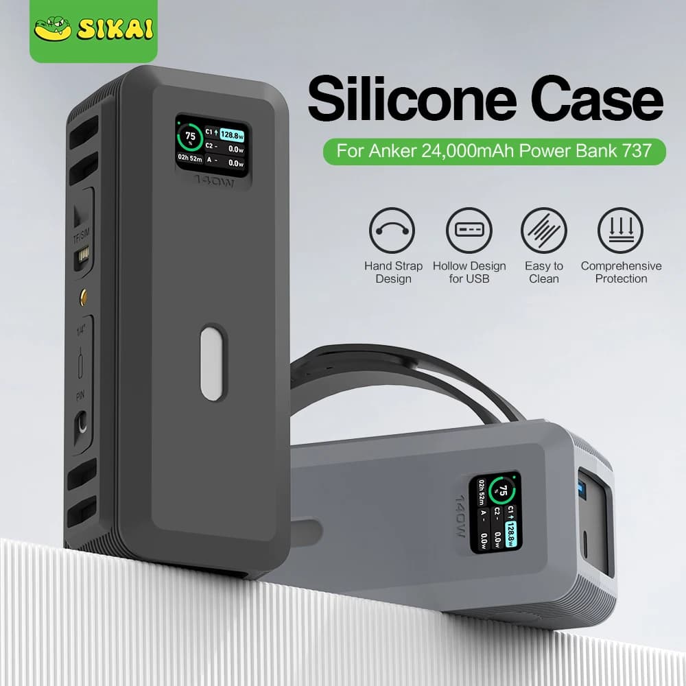 Silicone Case for Anker 737 Power Bank 140W 24000mAh PowerCore TF/SIM card PIN protective bag travel case