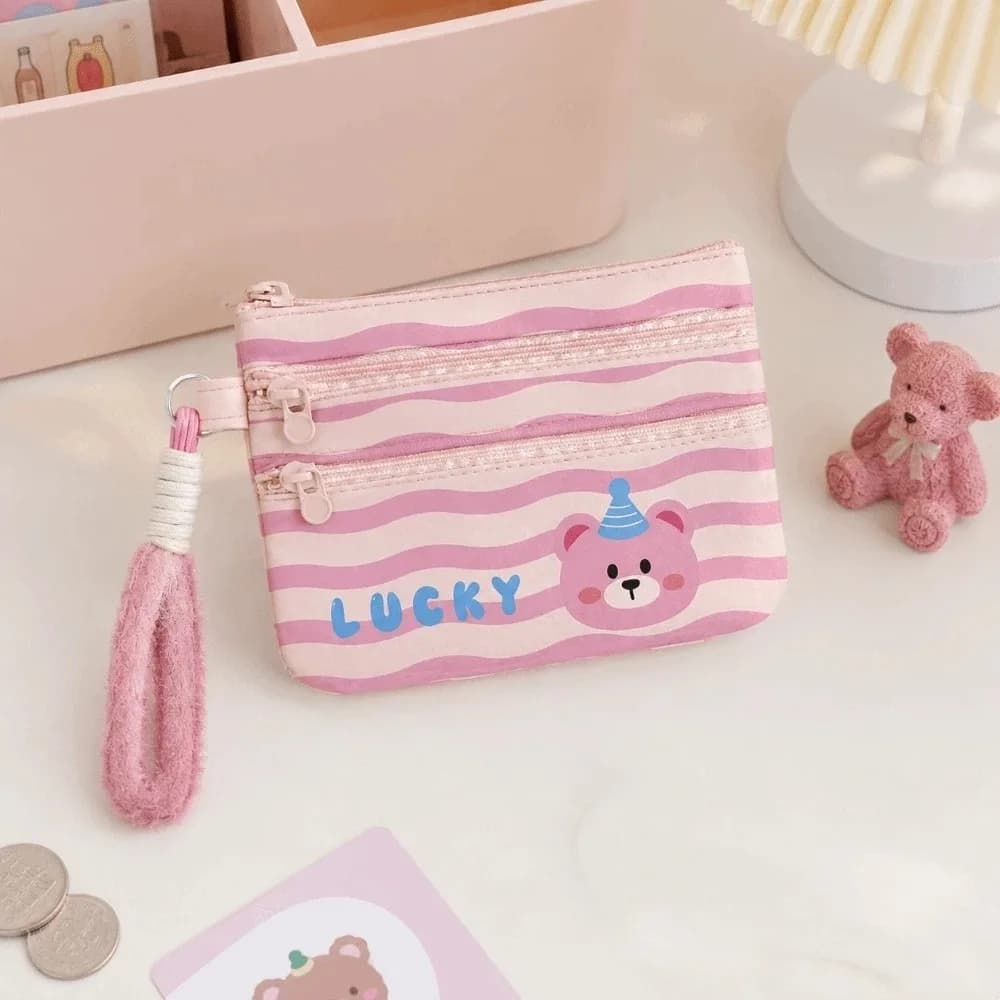 Lightweight Cartoon Passport Holder Zipper Slim Cute ID Card Holder Soft Large Capacity Travel Document Organizer
