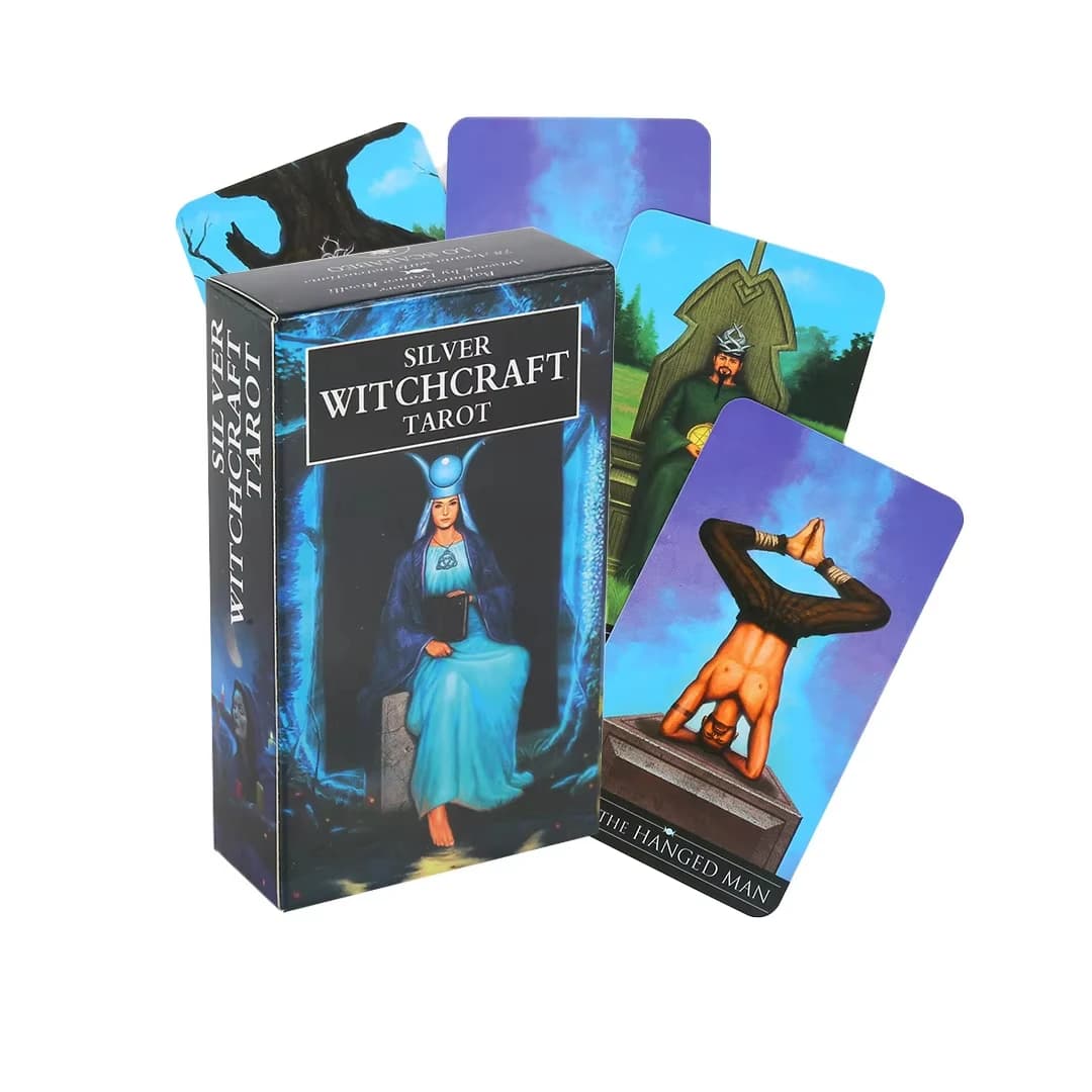 Vendite calde Argento Stregoneria Tarocchi Oracolo Tarocchi Carta Destino Divinazione Carta di Profezia Festa in Famiglia Gioco Tarocchi 78 Mazzo di Carte Guida PDF