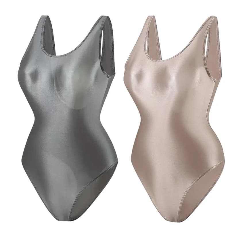 Sexy Gloss women Tight fitting jumpsuit one-pieces swimwear smooth Shiny Gymnastics swimsuit body suit