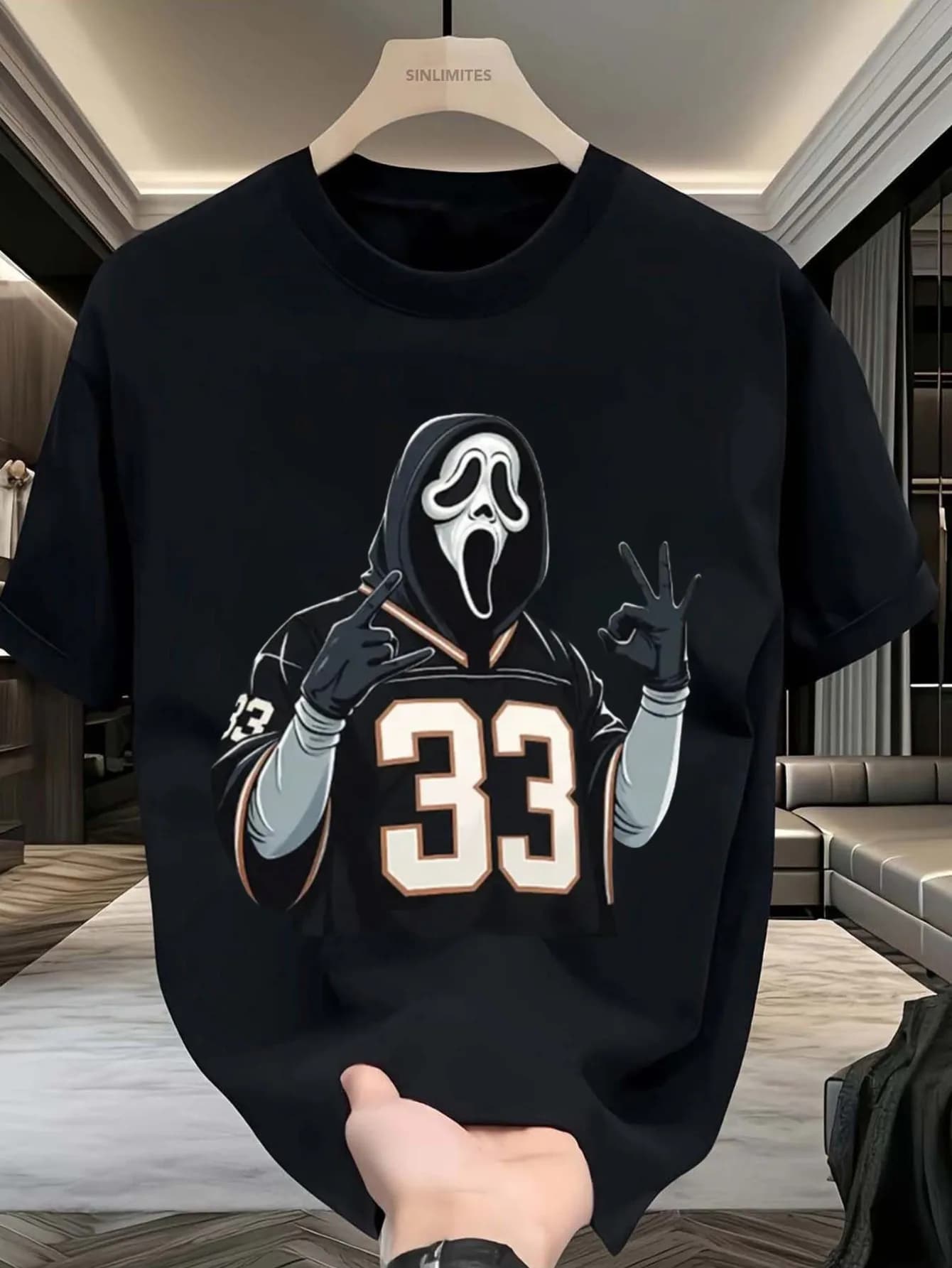 T-shirt con maschera di terrore - 100% cotone, maglietta casual con grafica S-XXL da uomo