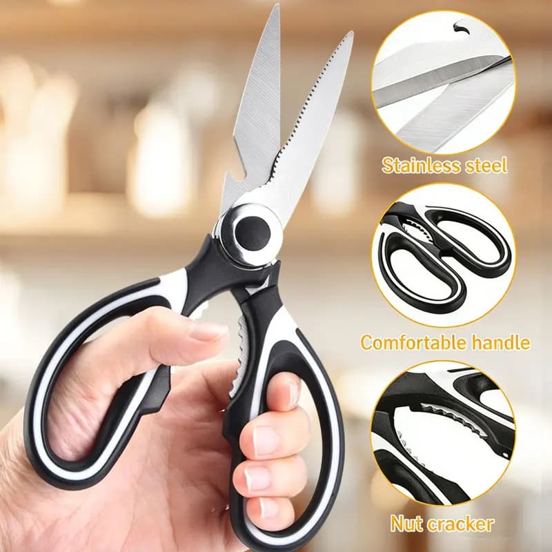 Forbici da Cucina in Acciaio Inossidabile Multifunzione per Carne, Pollo, Ossa, Pesce, Pollame, BBQ - Utensile da Cucina Resistente