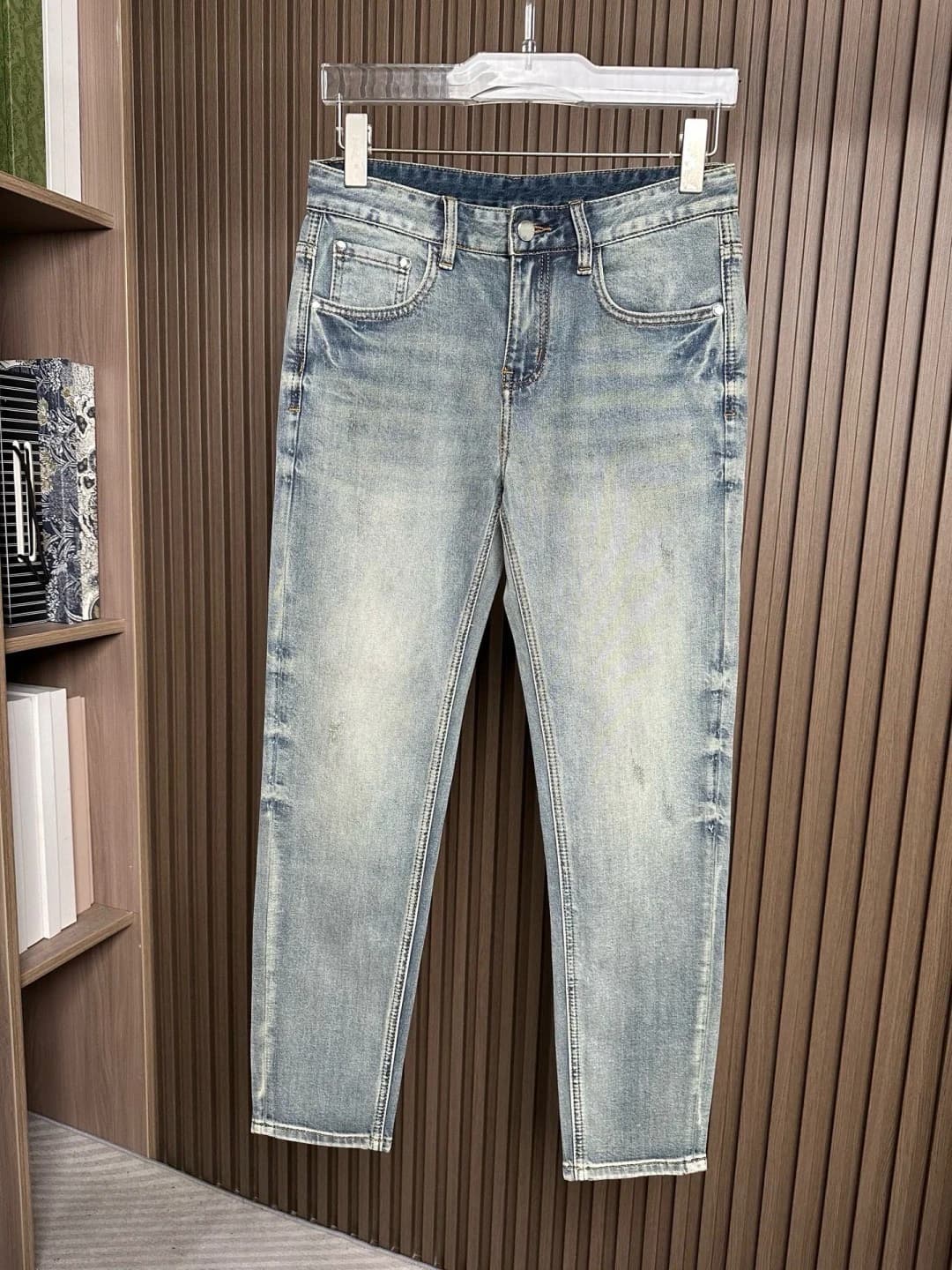 Jeans da Uomo LigentlemanZZ Stile Estivo Casual, Vita Media, Effetto Lavato, Elasticizzati, Gamba Dritta, Moda Urbana