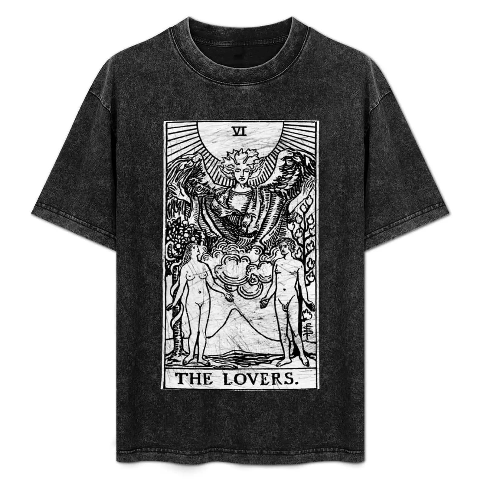 La Carta dei Tarocchi degli Amanti - Arcano Maggiore - Previsione del futuro - T-shirt occultista da lavoro a maniche corte