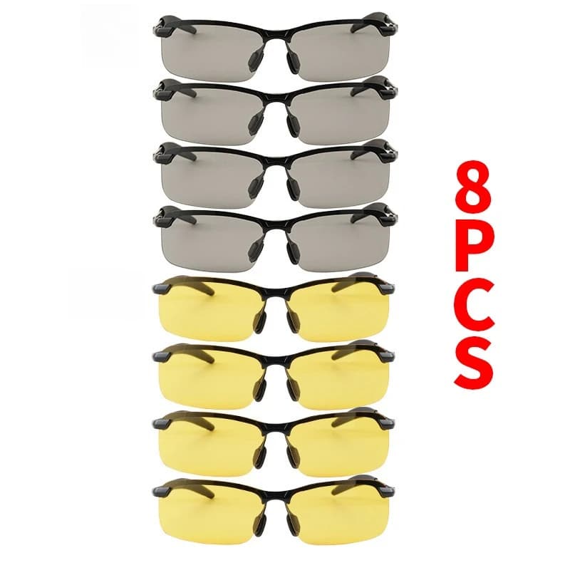 8pcs Unisex Day & Night Polarized Sunglasses, Anti-glare & UV Protection for Driving