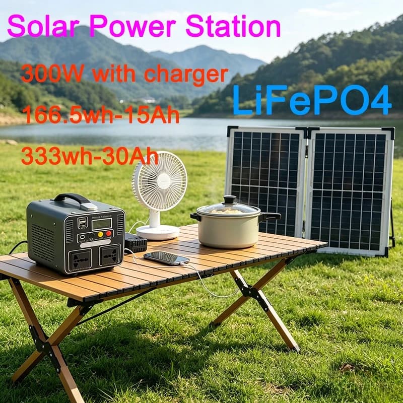Stazione di alimentazione portatile da 300 W, 220 V, 166,5 Wh/333 Wh, generatore solare LiFePO4 per l'accumulo di energia e l'alimentazione di emergenza