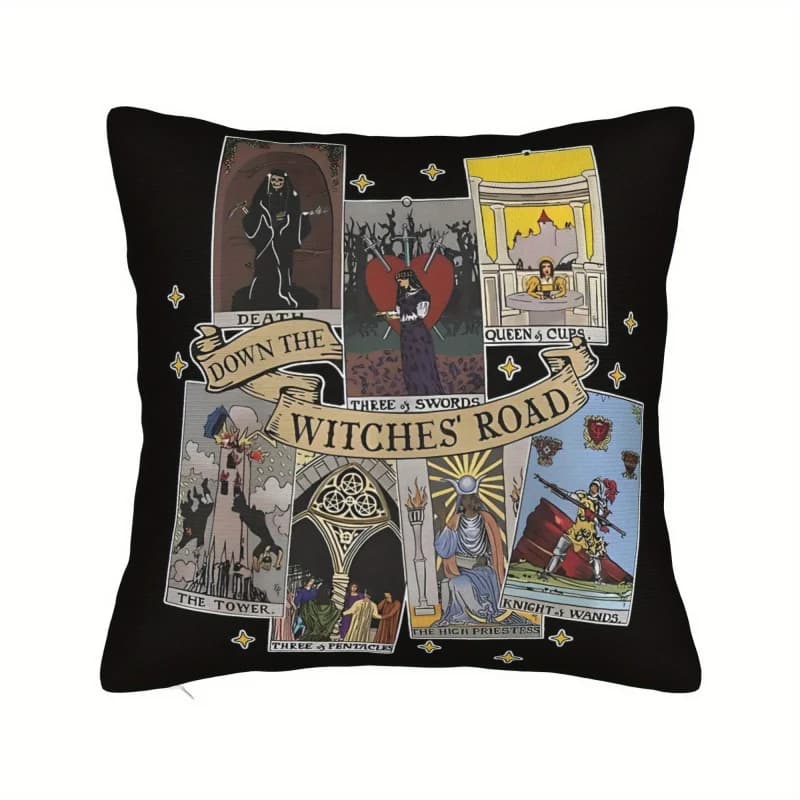 VIKAMA Federe per cuscini Tarot 18x18, federa per cuscino con decorazioni gotiche della Sacerdotessa della Morte, regalo unico per divano e soggiorno