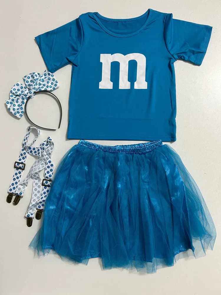 Costume da Cheerleader per Bambini Halloween, Cosplay Calcio, Uniforme da Cheerleader per Spettacoli Teatrali, Top, Gonna e Calzini Inclusi