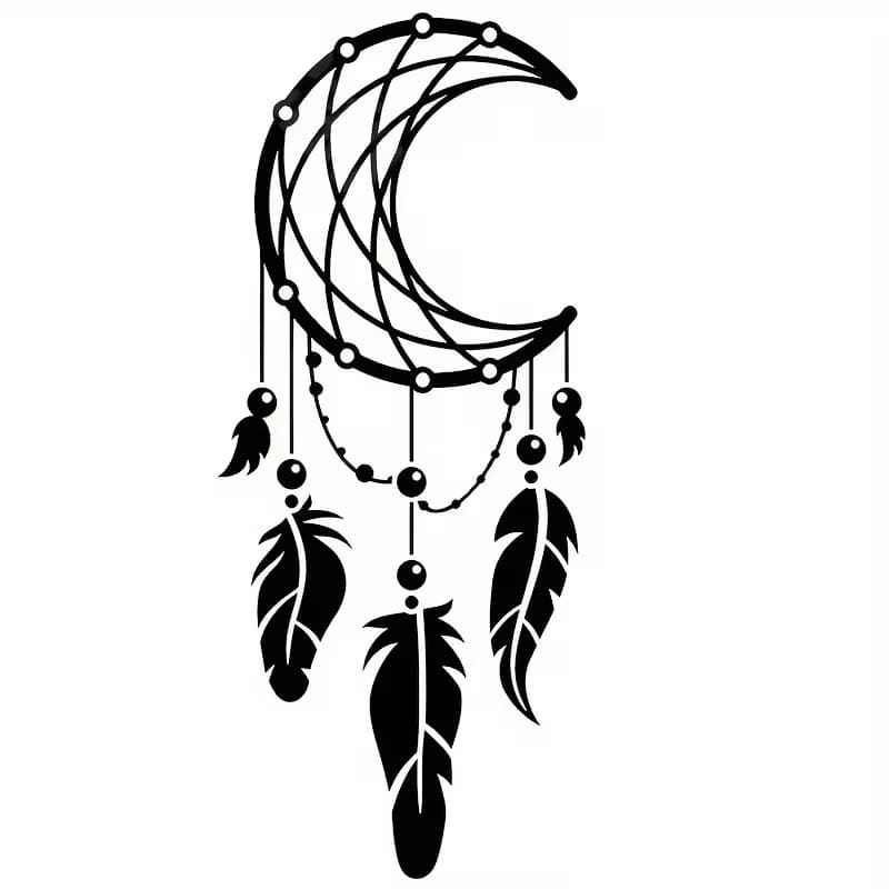 1 Waterproof Vinyl Crescent Moon Dreamcatcher Sticker with Feathers - Durable Car Decal for Trucks, Laptops, Wall Decor - Stylis