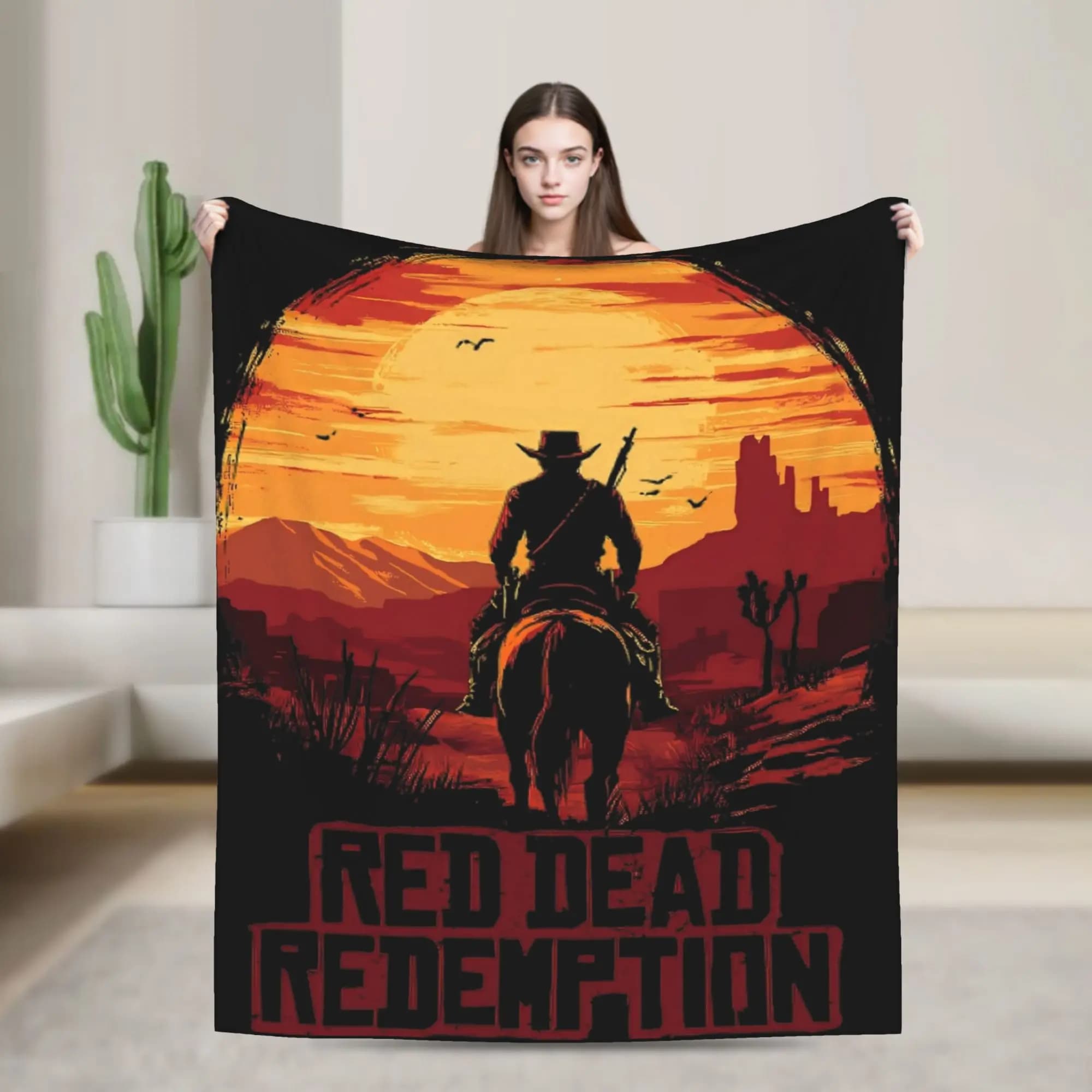 Arthur Morgan West Cowboy Action King Coperta per personaggi del gioco Coperta calda rossa morta per la redenzione Copriletto invernale per camera da letto