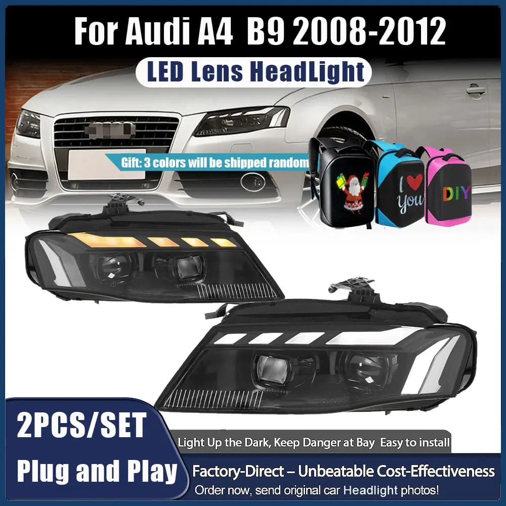 Per Audi A4 B9 Faro 2008 2009 2010 2011 2012 Accessori Auto A4 Aggiornato RS LED Faro DRL Proiettori Indicatori di direzione dinamici