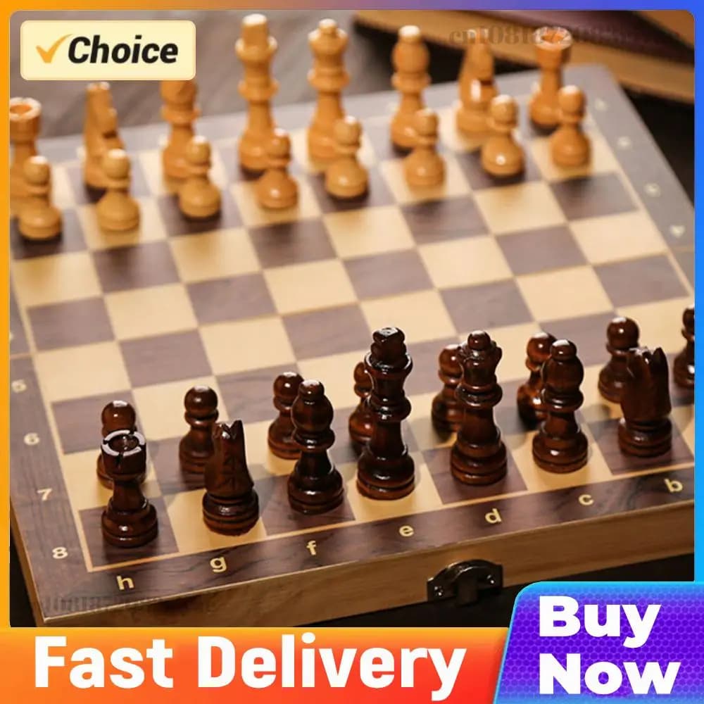 Scacchiera 3 in 1 29x29cm, Scacchi, Dama e Backgammon, Sviluppa il Pensiero Strategico, Scacchiera Pieghevole, Miglior Regalo Non Tossico per Ragazzi e Ragazze