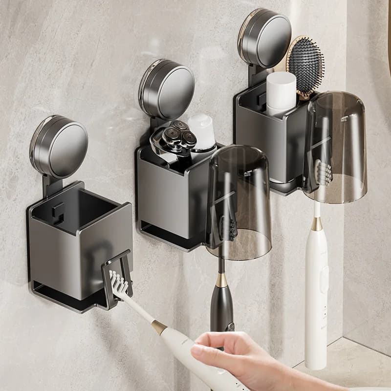 Suction Cup Toothbrush Holder Multi-Function Toothpaste Cup Punch Free Bathroom Mouthwash Cup Electric Toothbrushes Storage Rack