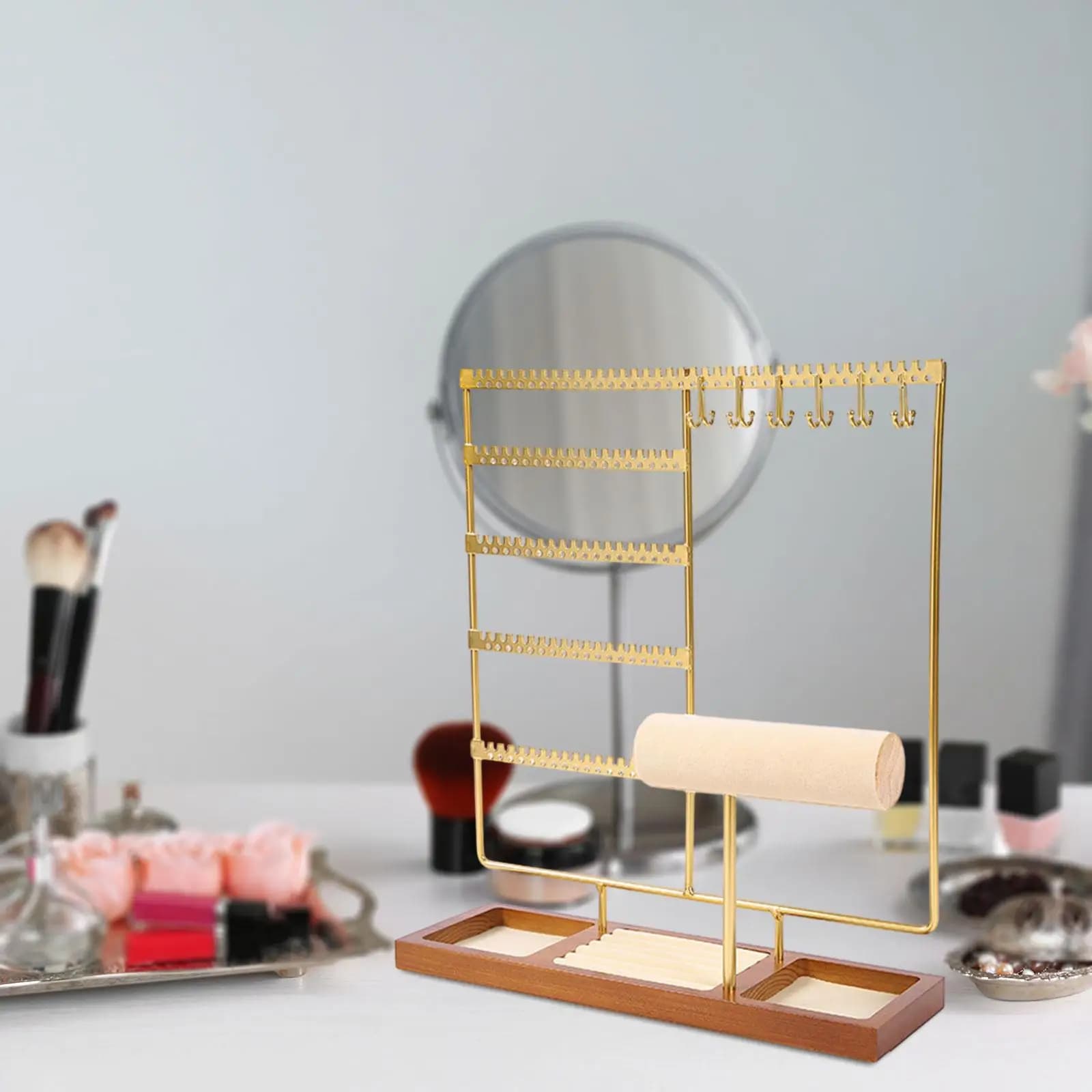 Jewelry Display Rack Wood Tray Display Rings Jewelry Holder for Live Broadcast Dresser Photography Jewelry Props Shopping Mall