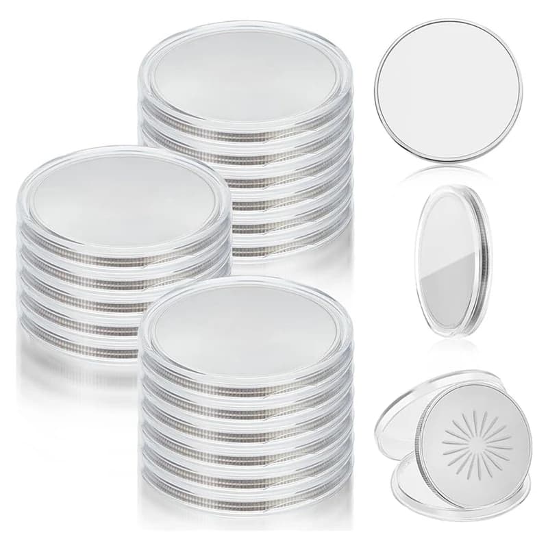 Monete sfida spazi vuoti per sublimazione stampati in metallo etichette rotonde incise al Laser da 40Mm + custodia protettiva in acrilico 20 pezzi