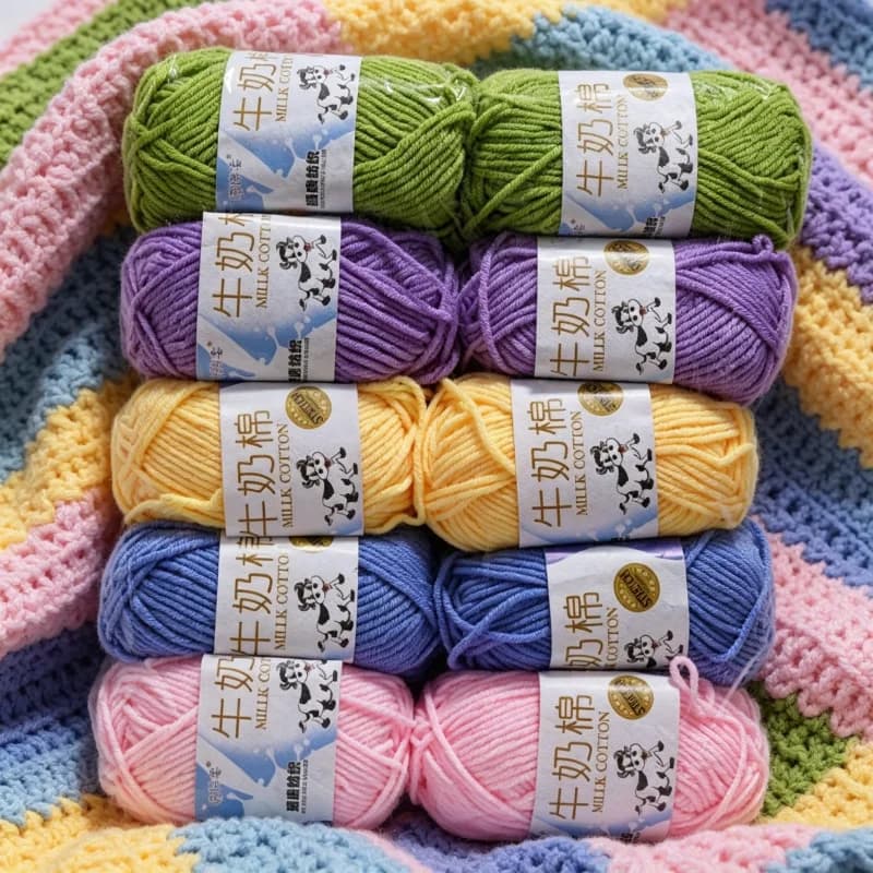 10Pcs 5 Strands Milk Cotton Yarn Set With Crochet Hooks Soft Knitting Thread DIY Handcraft Supplies To Make Doll Bag Scarf Baby