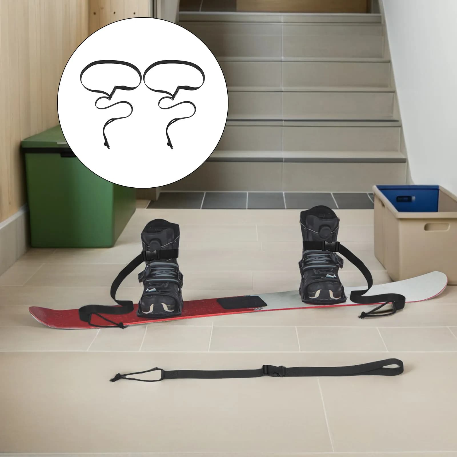 2Pcs Snowboard Leash Adjustable Black Snowboard Binding Straps Secure Replacement Ski Boot Fasteners Safety Strap