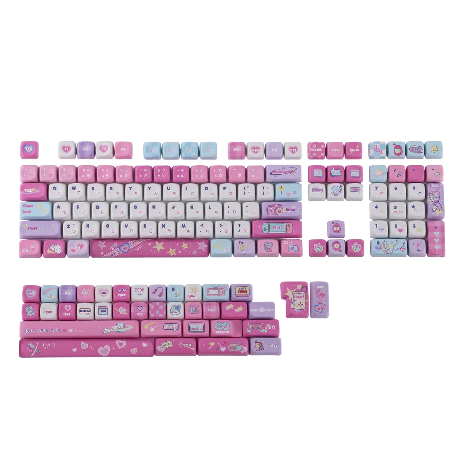 KiiBOOM x Elyxirine Digital Dreams: Pastel Y2K Keycap Set 144 Keys MOA/Cherry Profile for 60%/65%/75%/TKL/Full-sized Keyboards