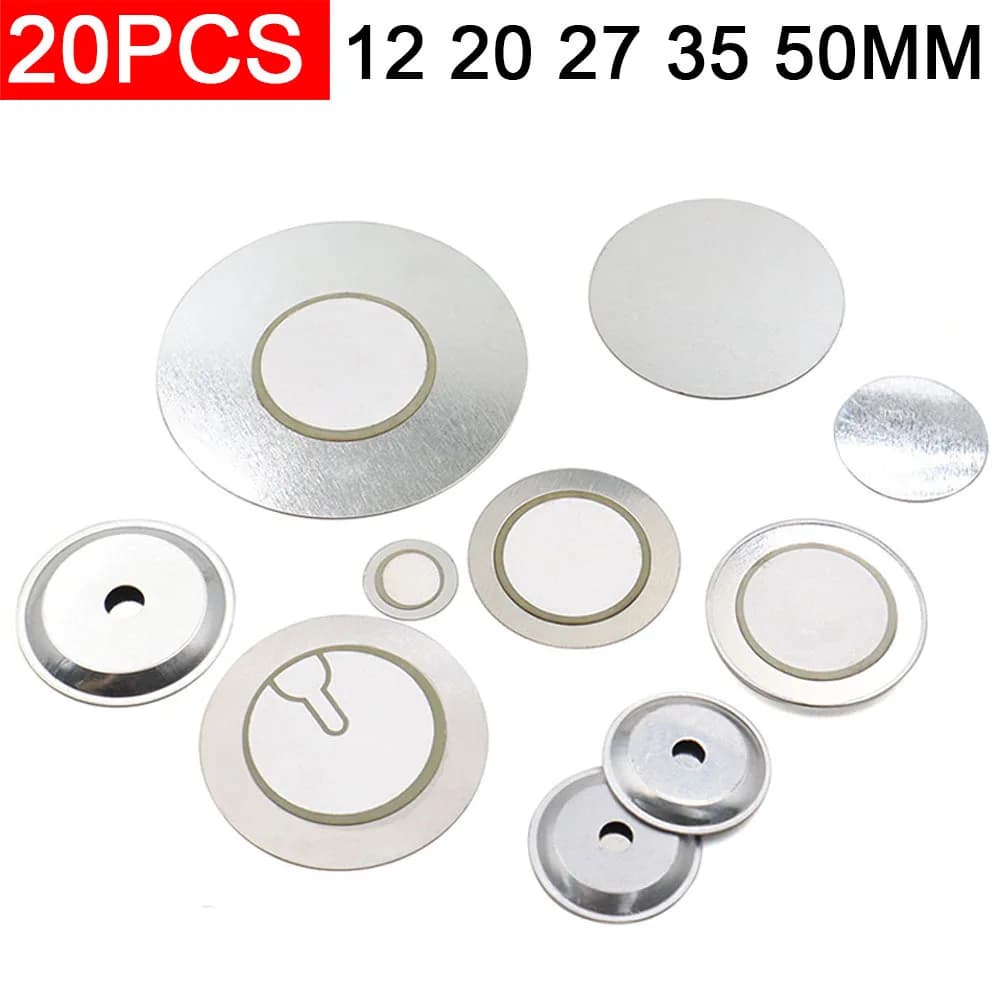 20 pz Piezoelettrico Piezo Ceramica Placca Cicalino Altoparlante Ferro Acciaio Diametro 12 20 27 35 50 MM Per Arduino Fai Da Te Electro