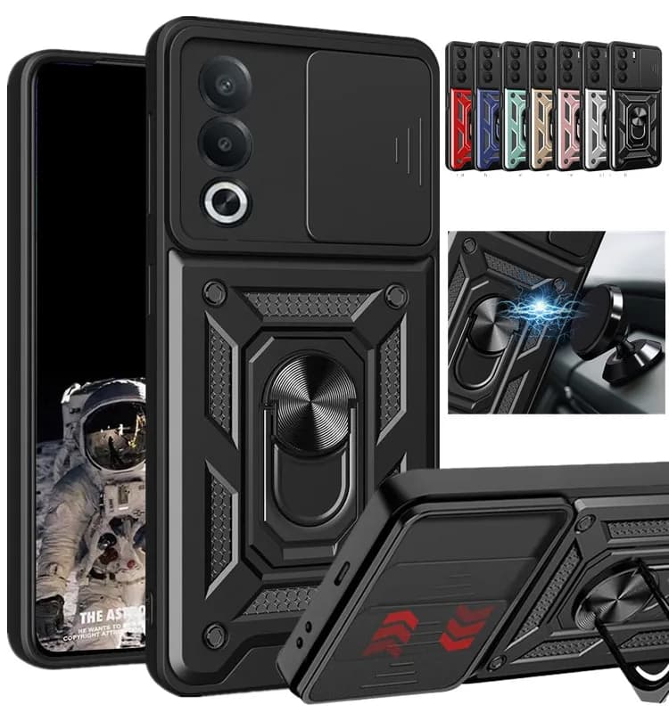 Protective Armor Case for OnePlus Nord 5 CE 5G with Lenten and Magnetic Ring Support Coque Fundas Capa