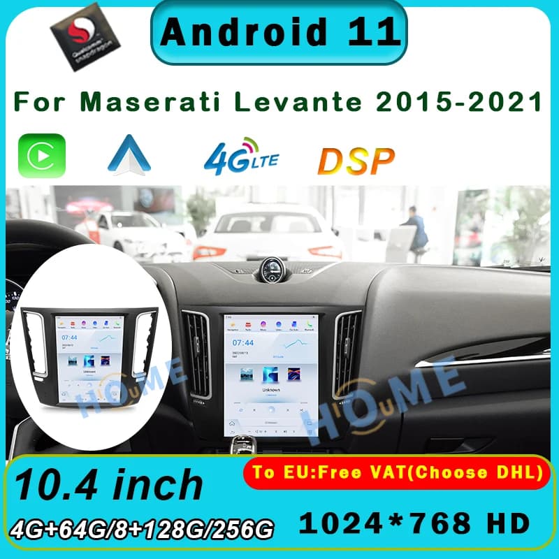 10.4 "Snapdragon Auto Lettore Video Multimediale Stereo Carplay Android Auto Radio Per Maserati Levante 15-21 Tesla Stile Schermo GPS