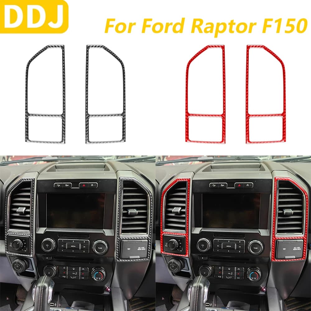 For Ford Raptor F150 2015-2020 In Central Carbon Fiber Air Conditioning Exit Panel Trim Covering Accessories Auto Decoration Sticker